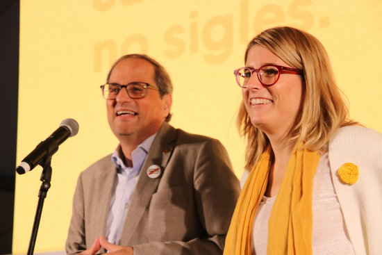 Catalan president Quim Torra and JxCat spokesperson Elsa Artadi on October 27 2018 (by Bernat Vilaró
